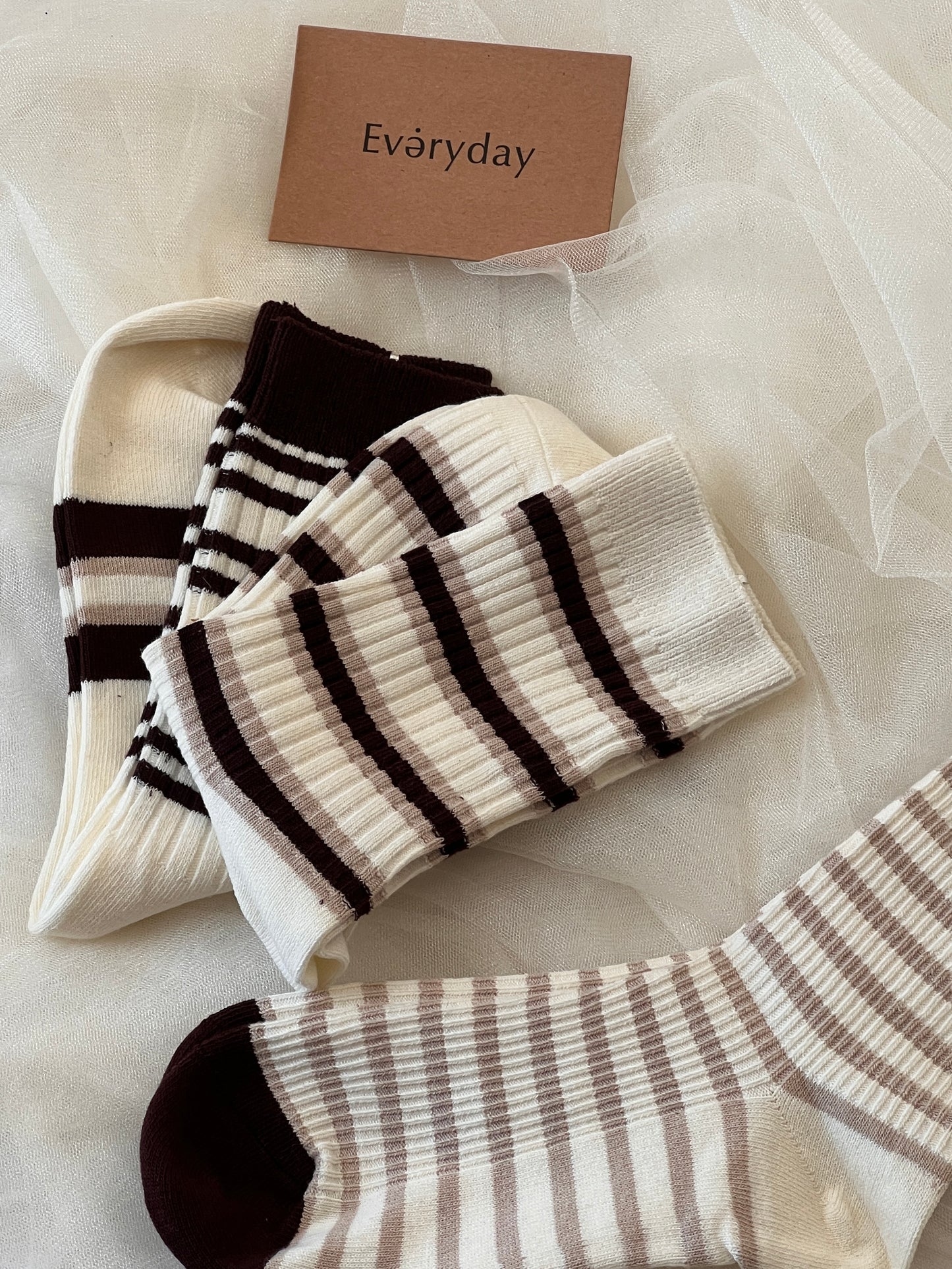 Cozy Simple Lines Long Socks 3/pack
