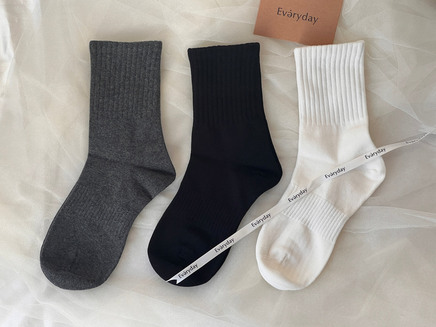 Cozy Pure Color Long Socks 3/pack