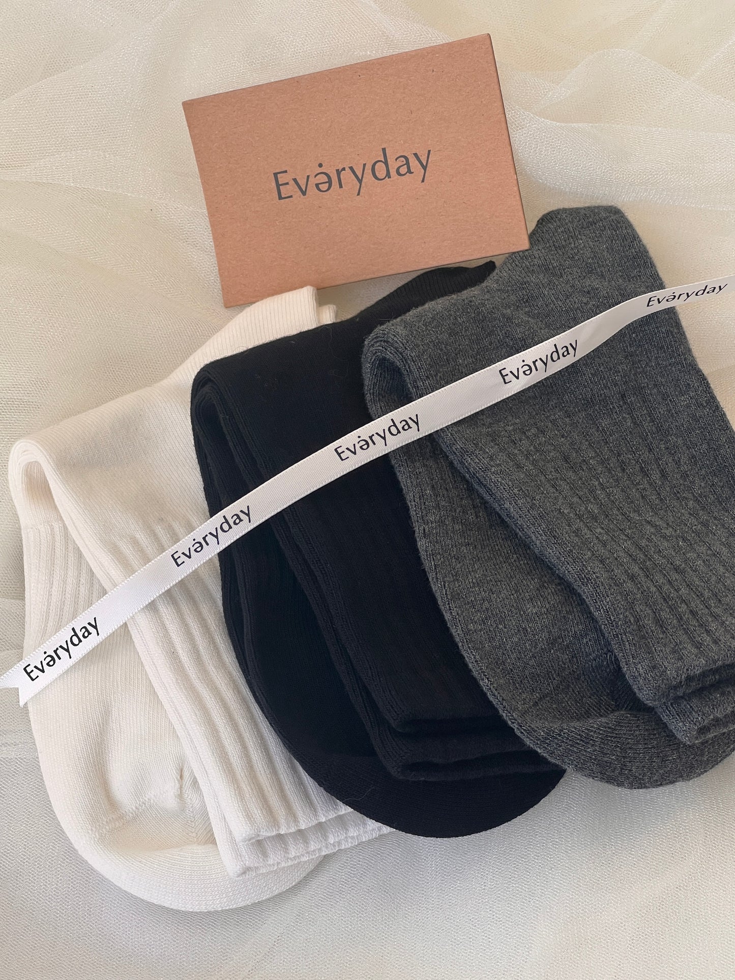 Cozy Pure Color Long Socks 3/pack