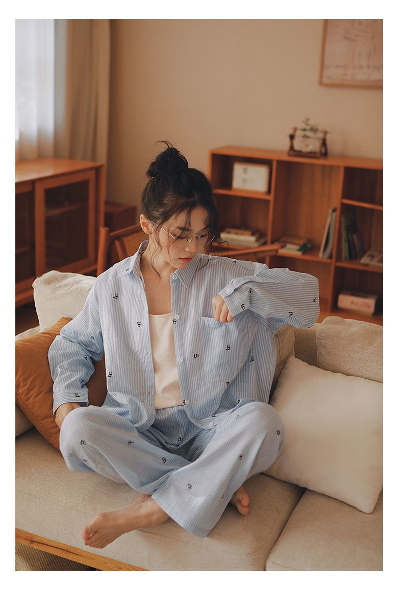 Panda in Blue Pajama Set