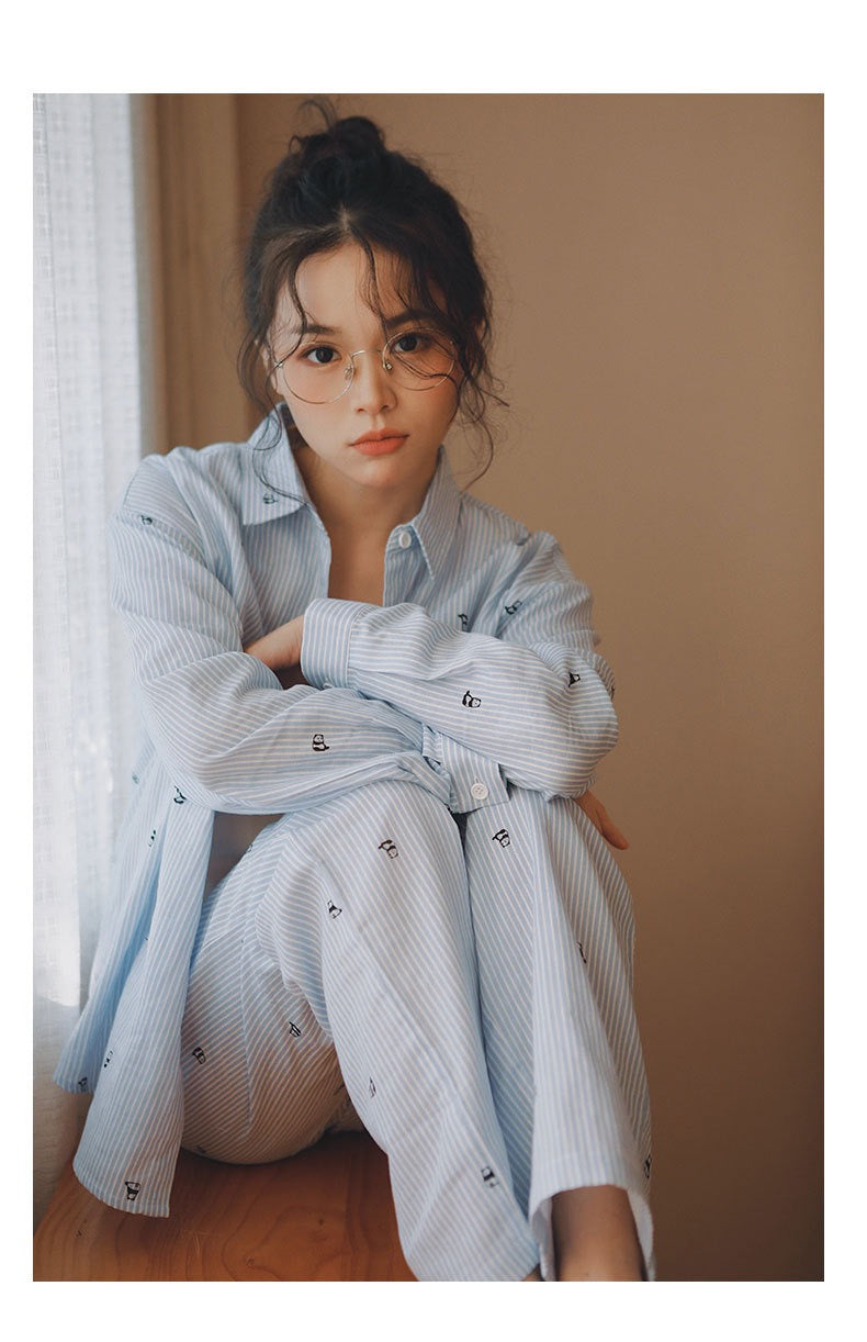 Panda in Blue Pajama Set
