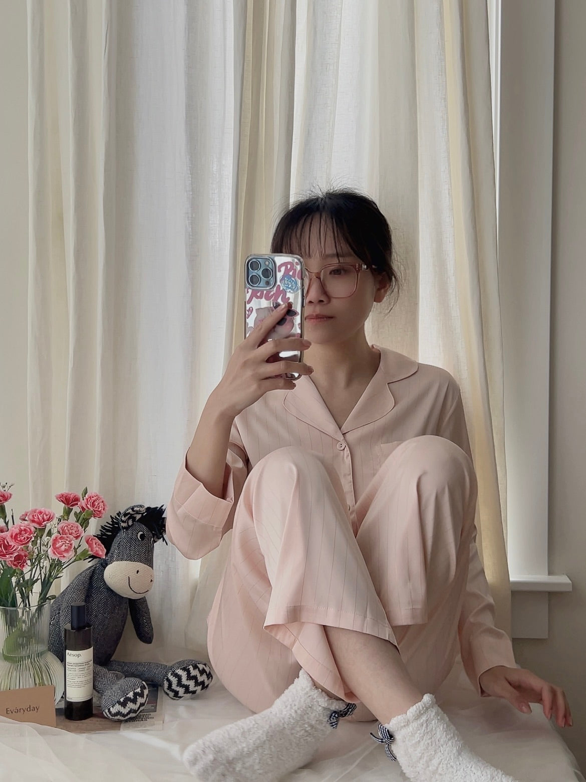 Pink Silk Pajama Set
