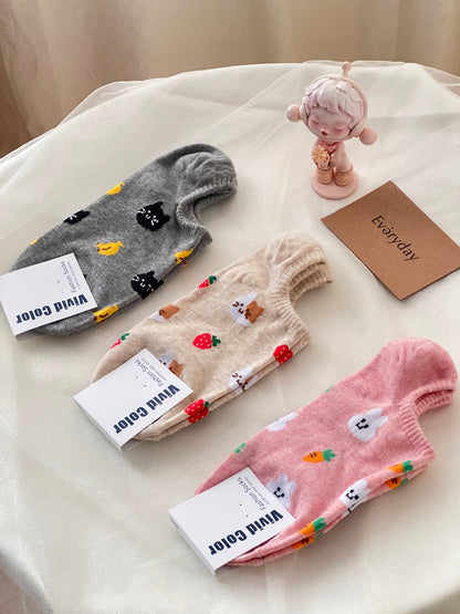 Korean short socks - little animal and fruit