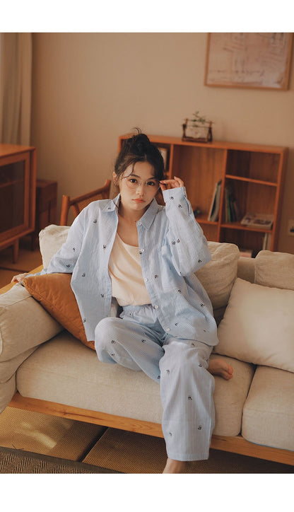 Panda in Blue Pajama Set